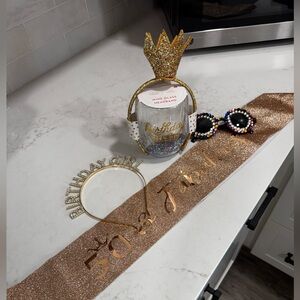 50th Rose Gold Birthday Sash and Headband Set